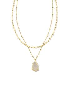 Alexandria Gold Multi Strand Necklace in Iridescent Drusy
