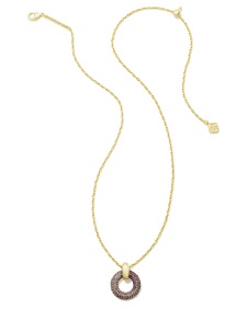 Mikki Gold Pave Short Pendant Necklace in Purple Mauve Ombre Mix