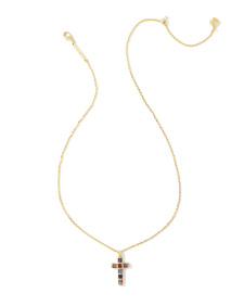 Gracie Cross Short Pendant Necklace in Gold