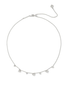 Haven Silver Heart Crystal Choker Necklace in White CZ