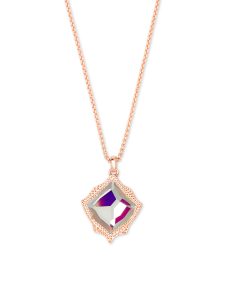 Kacey Long Pendant Necklace in Rose Gold