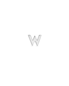 Letter W Single Stud Earring in Sterling Silver 