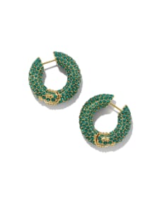 Mikki Gold Pave Hoop Earrings in Green Crystal
