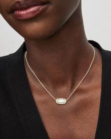 Elisa Gold Pendant Necklace in Light Blue Illusion