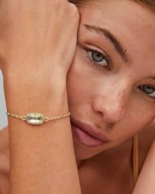 Elaina Gold Adjustable Chain Bracelet in Dichroic Glass