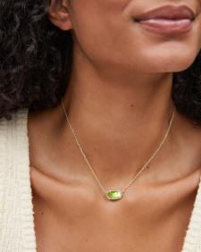 Elisa Gold Pendant Necklace in Peridot Illusion