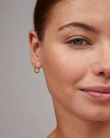 Ellen Luxe 18k Gold Vermeil Huggie Earrings in White Sapphire