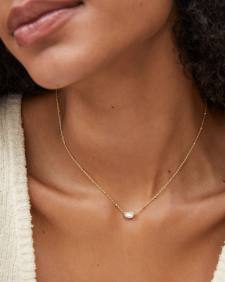 Mini Elisa Gold Satellite Short Pendant Necklace in Ivory Mother-of-Pearl
