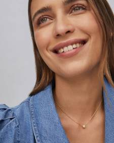 Ashton Gold Pendant Necklace in White Pearl