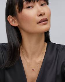 Cailin Gold Pendant Necklace in Burgundy Crystal