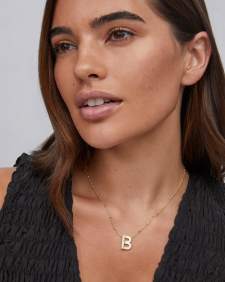 Letter B Pendant Necklace in Gold