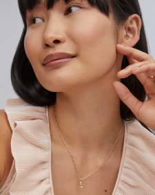 Crystal Letter L Gold Short Pendant Necklace in White Crystal