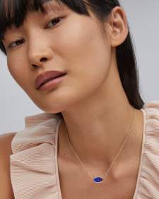 Elisa Gold Pendant Necklace in Cobalt Cat's Eye