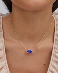 Elisa Gold Pendant Necklace in Cobalt Cat's Eye