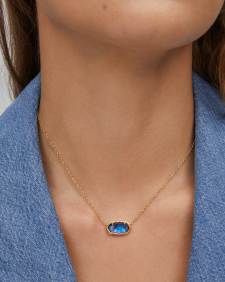 Elisa Gold Pendant Necklace in Black Opaque Glass
