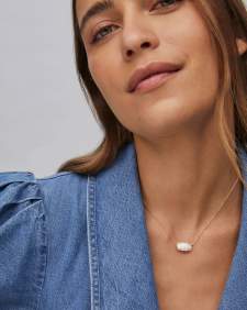 Elisa Gold Pendant Necklace in White Lab Grown Opal