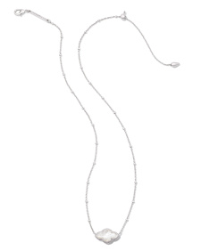 Abbie Silver Pendant Necklace in Ivory Mother-of-Pearl