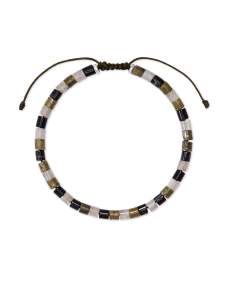 Grey Oxidized Sterling Silver Corded Bracelet in Olive Mix