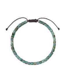 Grey Oxidized Sterling Silver Corded Bracelet in Teal Feldspar