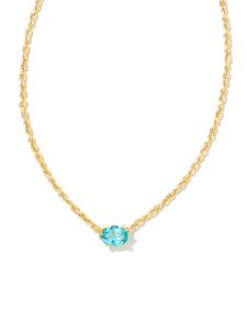 Cailin Gold Pendant Necklace in Aqua Crystal