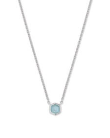 Davie Sterling Silver Pendant Necklace in Aquamarine