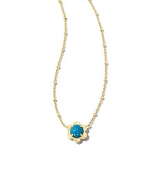 Susie Gold Short Pendant Necklace in Marine Lab Grown Opal