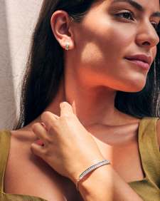 Jack Adjustable Gold Chain Bracelet in White Crystal