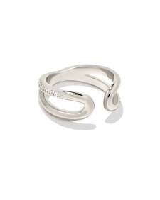 Annie Silver Infinity Ring in White Crystal