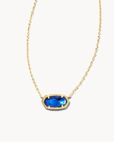 Elisa Gold Pendant Necklace in Navy Abalone