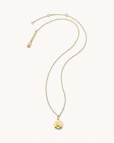 Letter M Coin Pendant Necklace in 18k Gold Vermeil