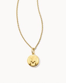 Letter M Coin Pendant Necklace in 18k Gold Vermeil