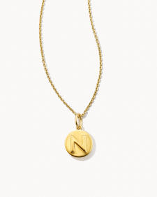 Letter N Coin Pendant Necklace in 18k Gold Vermeil