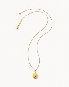 Letter P Coin Pendant Necklace in 18k Gold Vermeil