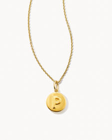 Letter P Coin Pendant Necklace in 18k Gold Vermeil