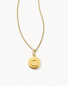Letter Q Coin Pendant Necklace in 18k Gold Vermeil