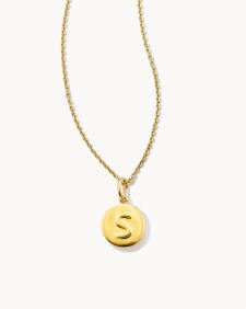 Letter S Coin Pendant Necklace in 18k Gold Vermeil