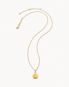 Letter T Coin Pendant Necklace in 18k Gold Vermeil