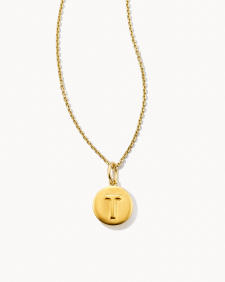 Letter T Coin Pendant Necklace in 18k Gold Vermeil