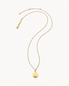 Letter U Coin Pendant Necklace in 18k Gold Vermeil