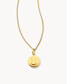 Letter U Coin Pendant Necklace in 18k Gold Vermeil