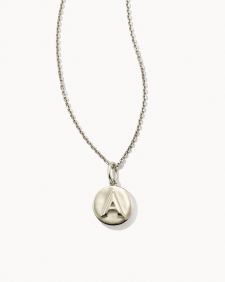 Letter A-Z Coin Charm Necklace in Oxidized Sterling Silver