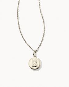 Letter B Coin Pendant Necklace in Oxidized Sterling Silver
