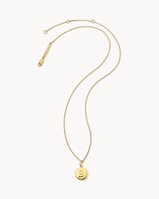 Letter B Coin Pendant Necklace in 18k Gold Vermeil