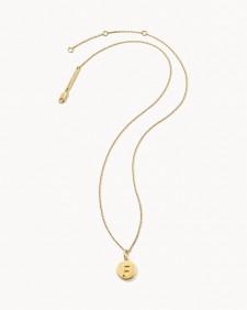 Letter F Coin Pendant Necklace in 18k Gold Vermeil