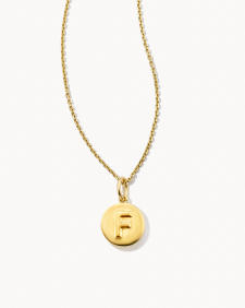 Letter F Coin Pendant Necklace in 18k Gold Vermeil