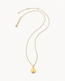Letter J Coin Pendant Necklace in 18k Gold Vermeil