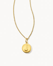 Letter J Coin Pendant Necklace in 18k Gold Vermeil