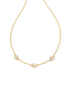 Greta Gold Strand Necklace in Blush Dichroic Glass