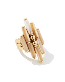 Ember Vintage Gold Cocktail Ring in Natural Mother-of-Pearl