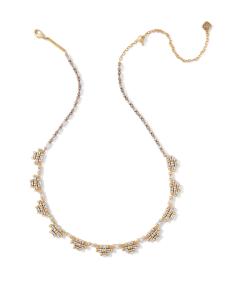 Ember Vintage Gold Crystal Strand Necklace in White Crystal